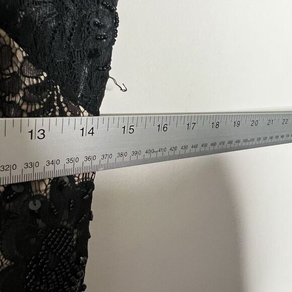 Sue Wong Dress Womens Size 2 Beaded Lace Mesh Overlay Black Whimsigoth - Picture 16 of 16